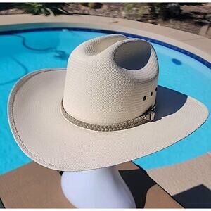 Resistol 4X Long Cattleman 65 Straw Cowboy Hat Sz 7 Canyon Restored Western